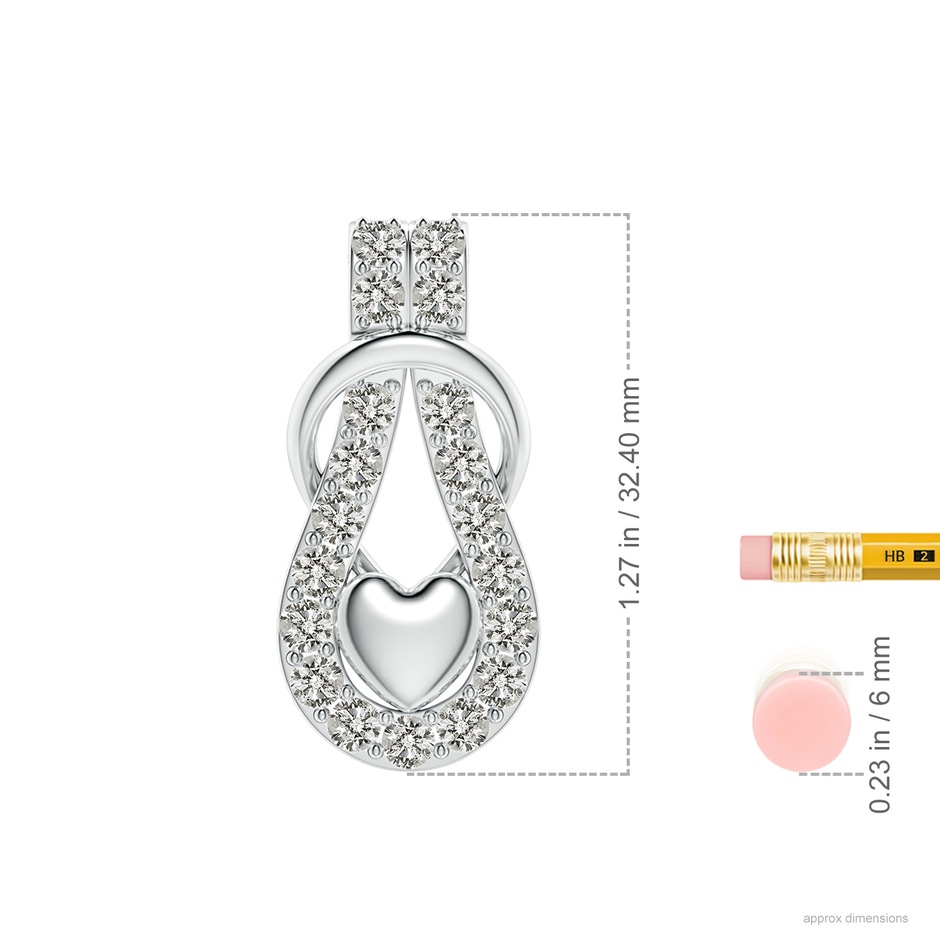 3mm KI3 Diamond Infinity Knot Pendant with Puffed Heart in P950 Platinum ruler