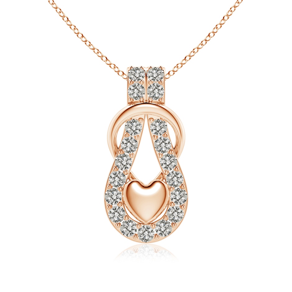 3mm KI3 Diamond Infinity Knot Pendant with Puffed Heart in Rose Gold 