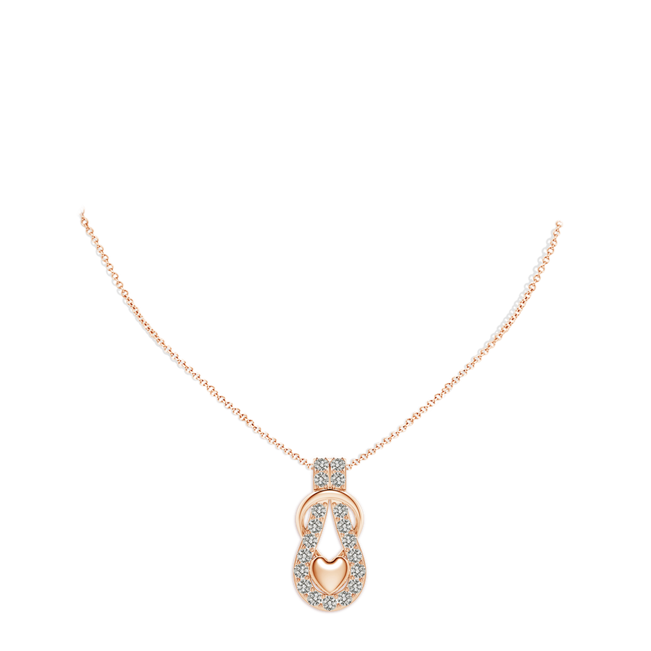 3mm KI3 Diamond Infinity Knot Pendant with Puffed Heart in Rose Gold pen