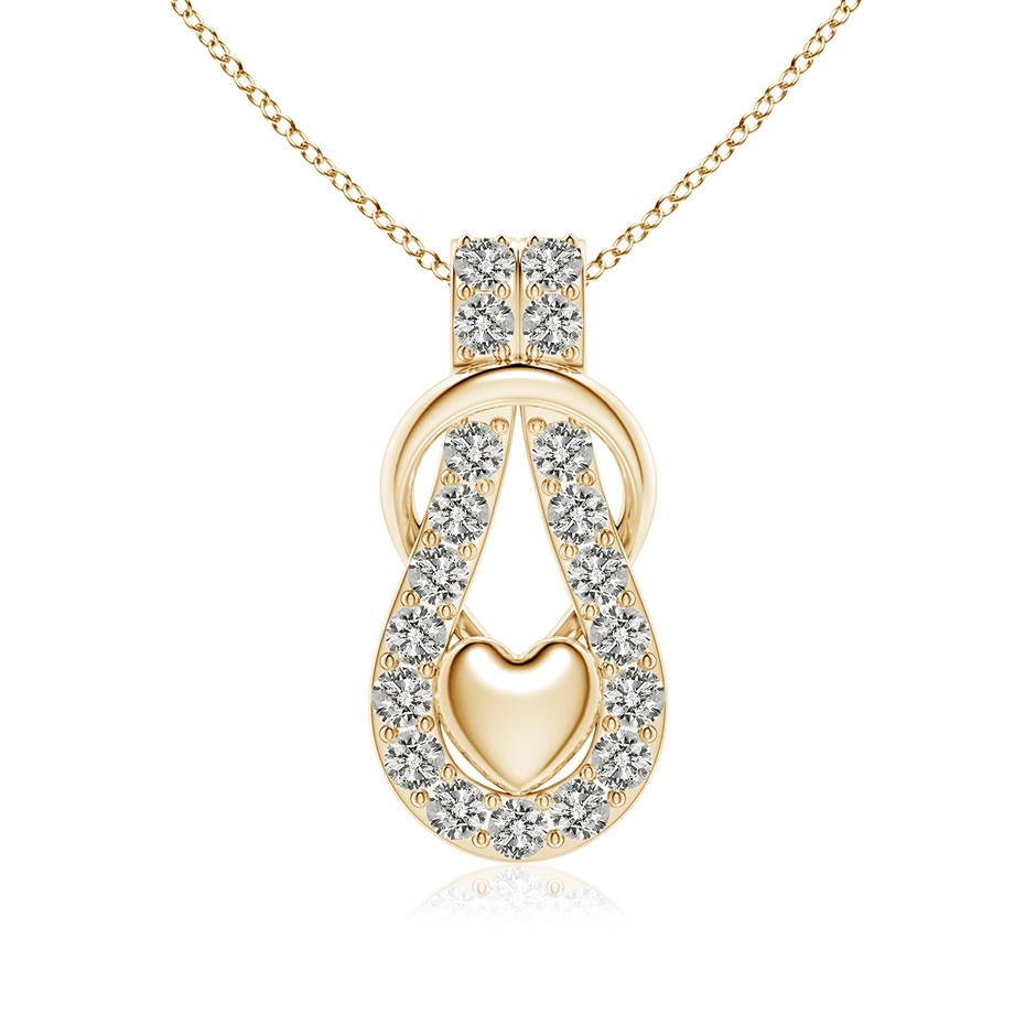 3mm KI3 Diamond Infinity Knot Pendant with Puffed Heart in Yellow Gold 