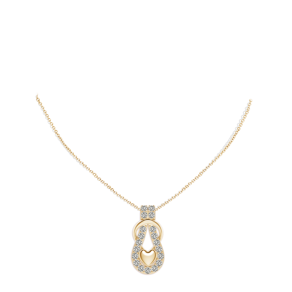 3mm KI3 Diamond Infinity Knot Pendant with Puffed Heart in Yellow Gold pen