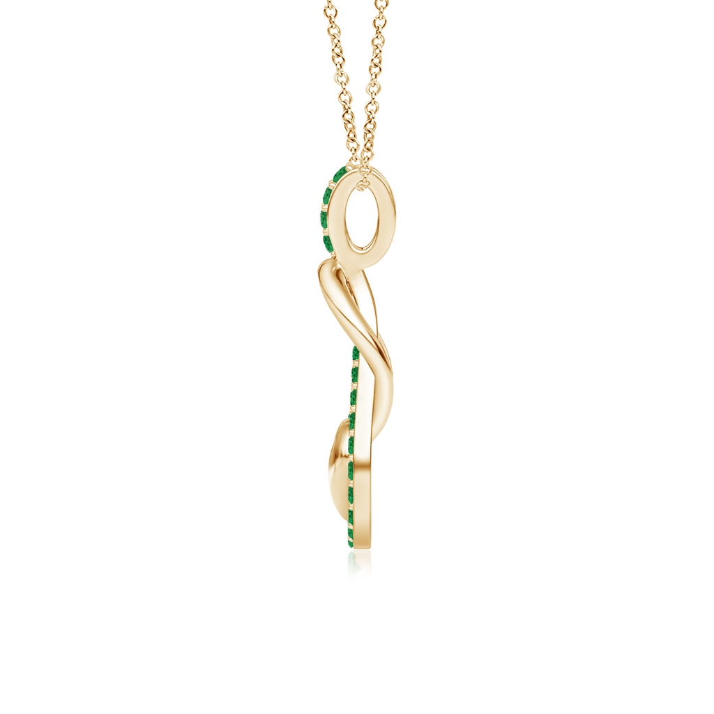 1.3mm AAA Emerald Infinity Knot Pendant with Puffed Heart in 18K Yellow Gold Side 199