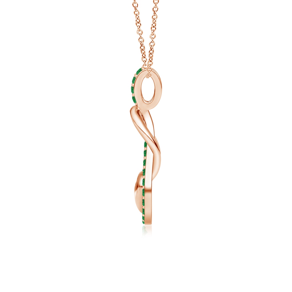 1.3mm AAA Emerald Infinity Knot Pendant with Puffed Heart in Rose Gold Side 199