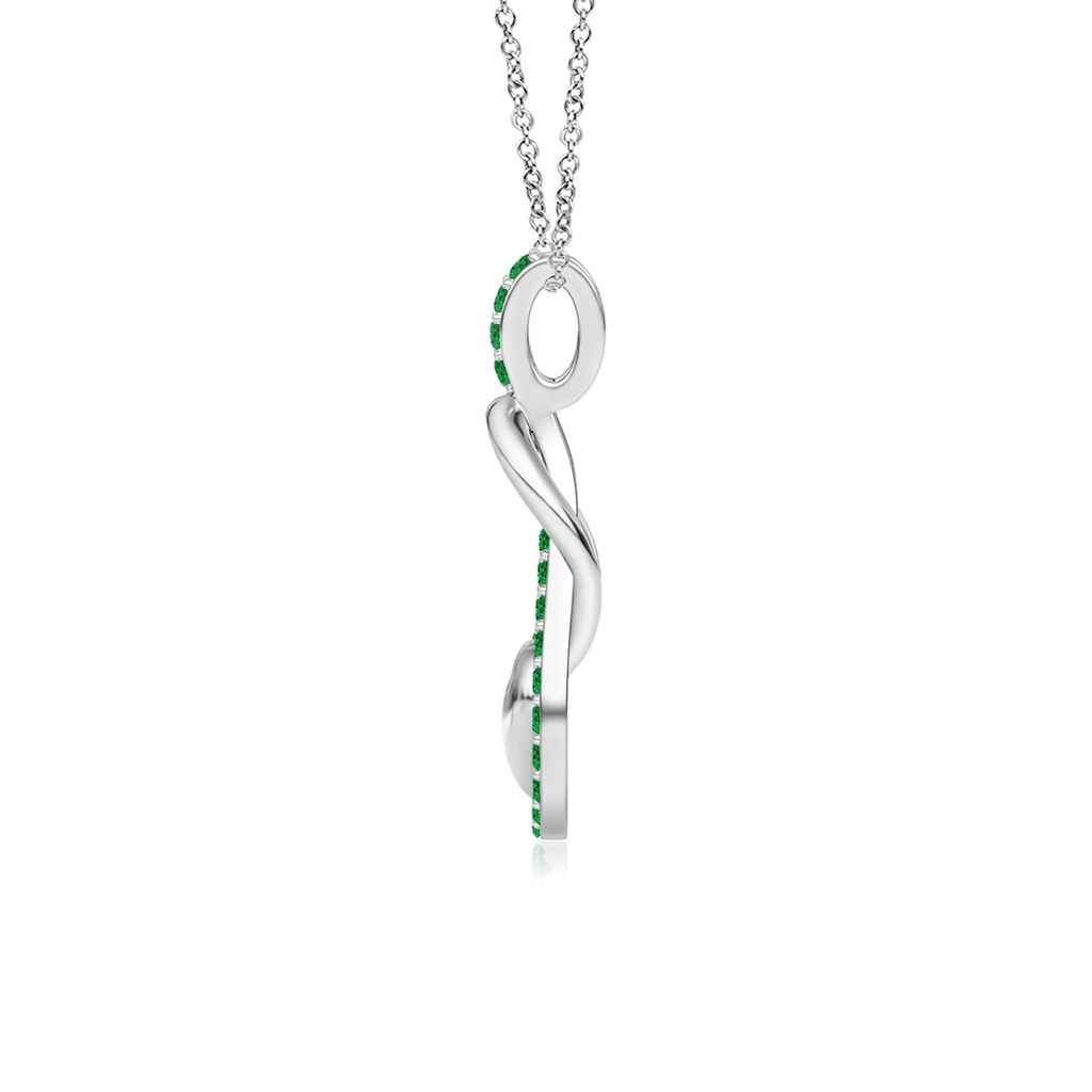 1.3mm AAAA Emerald Infinity Knot Pendant with Puffed Heart in P950 Platinum Side 199