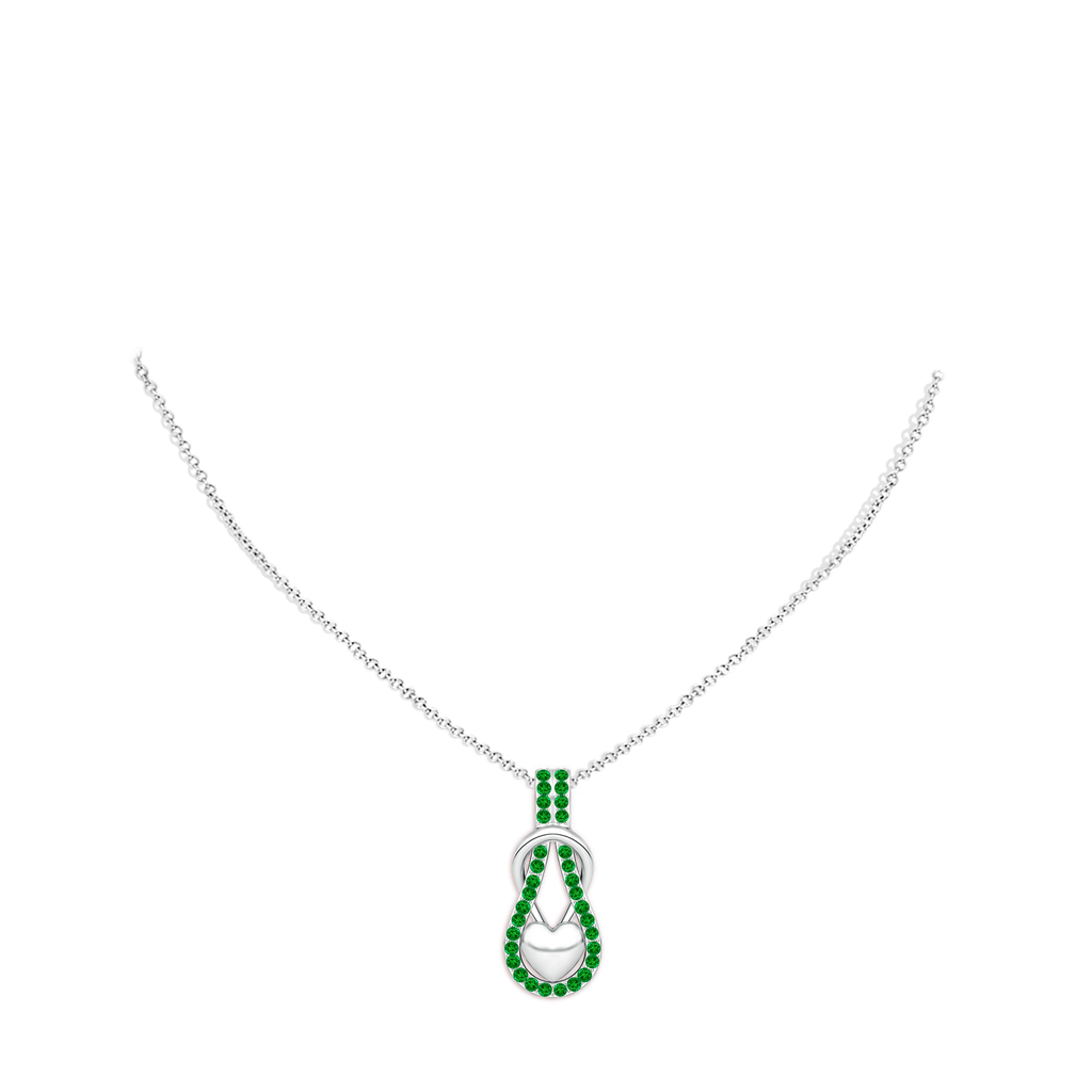 1.3mm AAAA Emerald Infinity Knot Pendant with Puffed Heart in P950 Platinum pen