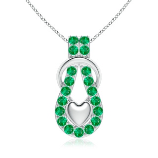 3.5mm AAA Emerald Infinity Knot Pendant with Puffed Heart in P950 Platinum