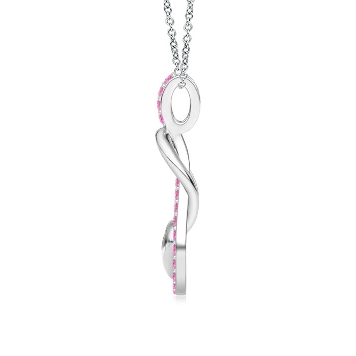 1.3mm A Pink Sapphire Infinity Knot Pendant with Puffed Heart in White Gold product image