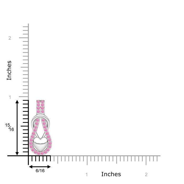 1.3mm A Pink Sapphire Infinity Knot Pendant with Puffed Heart in White Gold product image