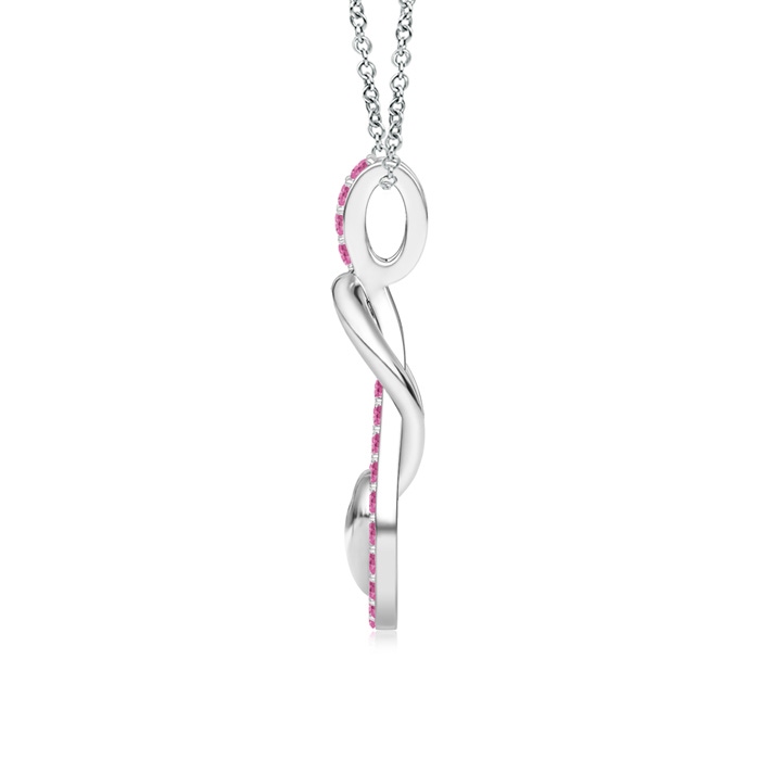 1.3mm AAA Pink Sapphire Infinity Knot Pendant with Puffed Heart in White Gold Product Image