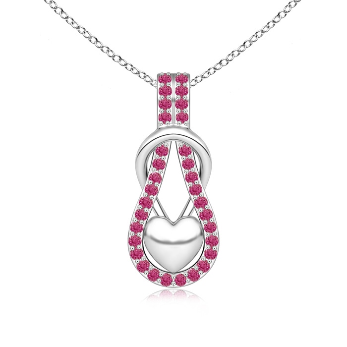 1.3mm AAAA Pink Sapphire Infinity Knot Pendant with Puffed Heart in P950 Platinum