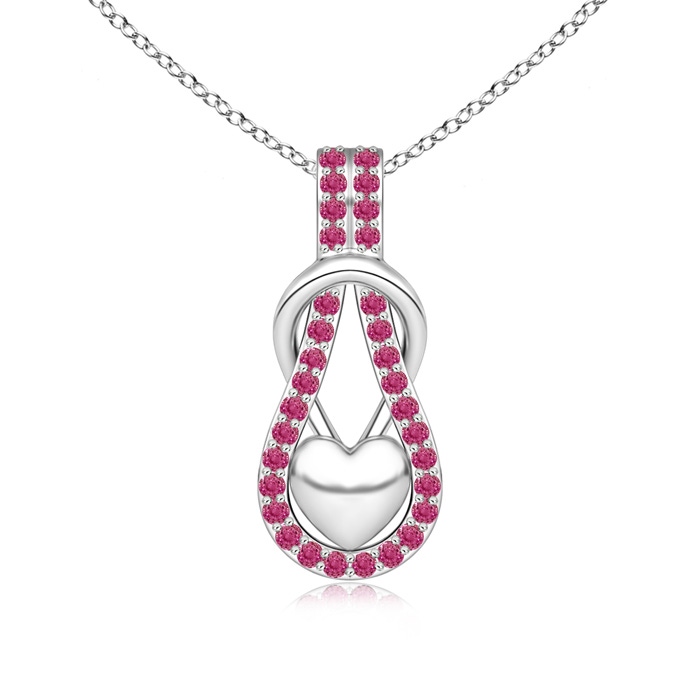 1.3mm AAAA Pink Sapphire Infinity Knot Pendant with Puffed Heart in P950 Platinum 