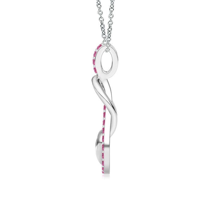 Pink Sapphire Infinity Knot Pendant with Puffed Heart