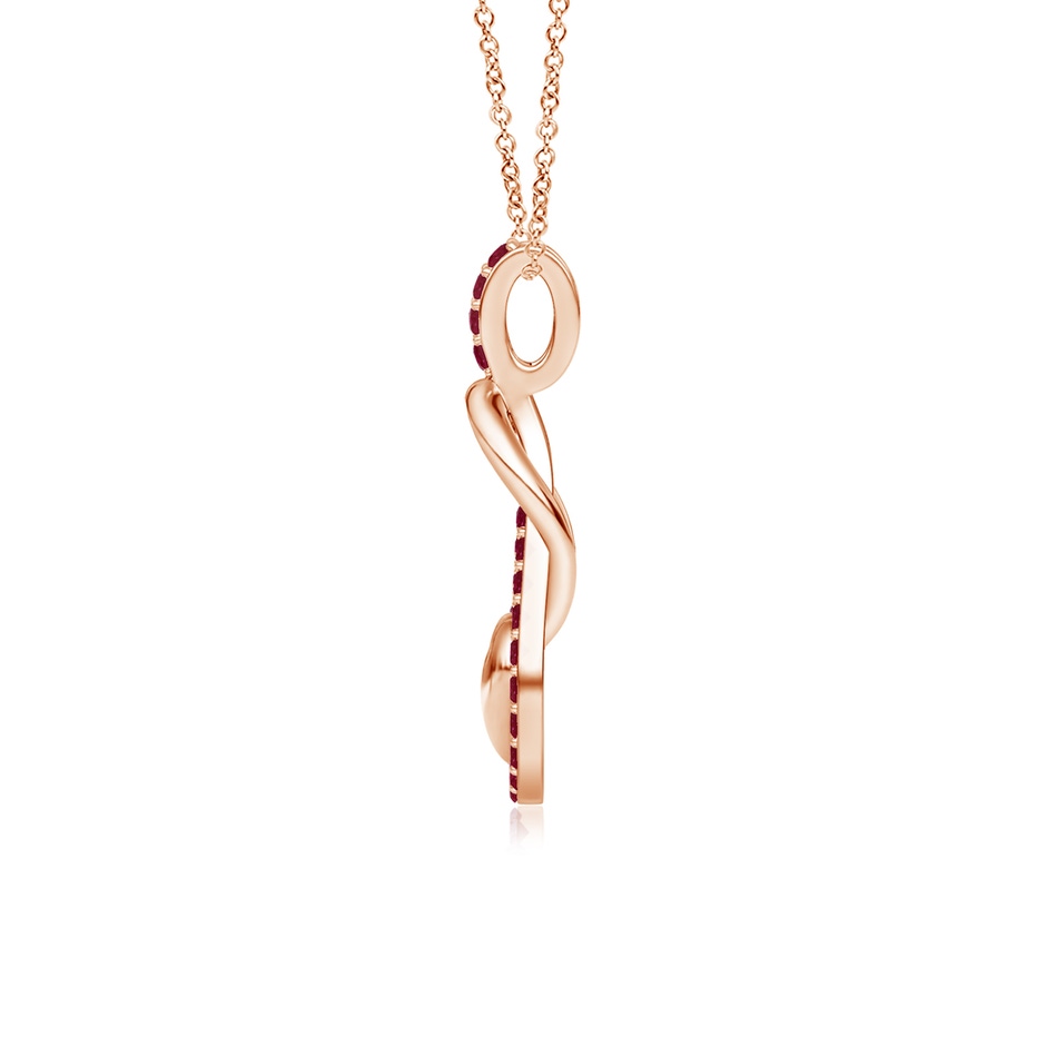 1.3mm A Ruby Infinity Knot Pendant with Puffed Heart in Rose Gold side 199
