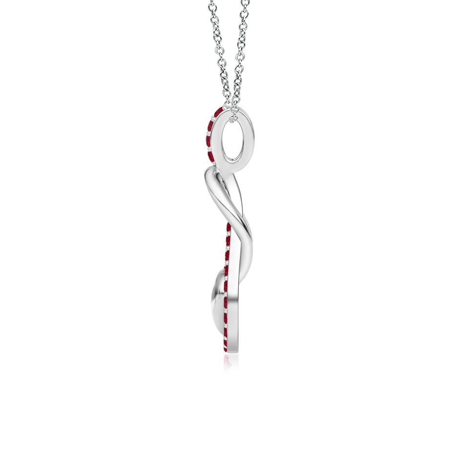 1.3mm AA Ruby Infinity Knot Pendant with Puffed Heart in White Gold side 199