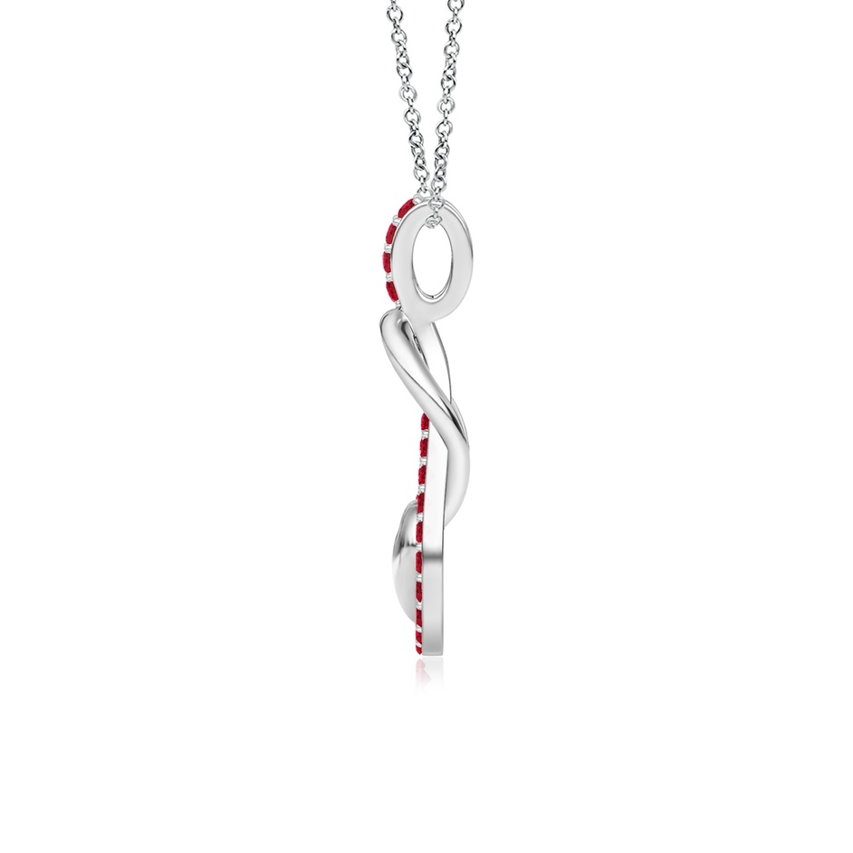 1.3mm AAA Ruby Infinity Knot Pendant with Puffed Heart in White Gold side 199