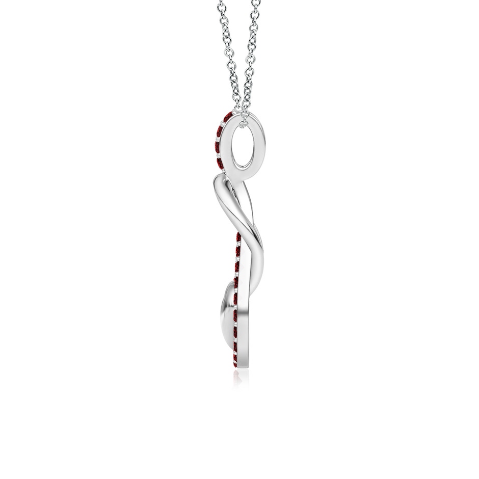 1.3mm AAAA Ruby Infinity Knot Pendant with Puffed Heart in 18K White Gold side 199