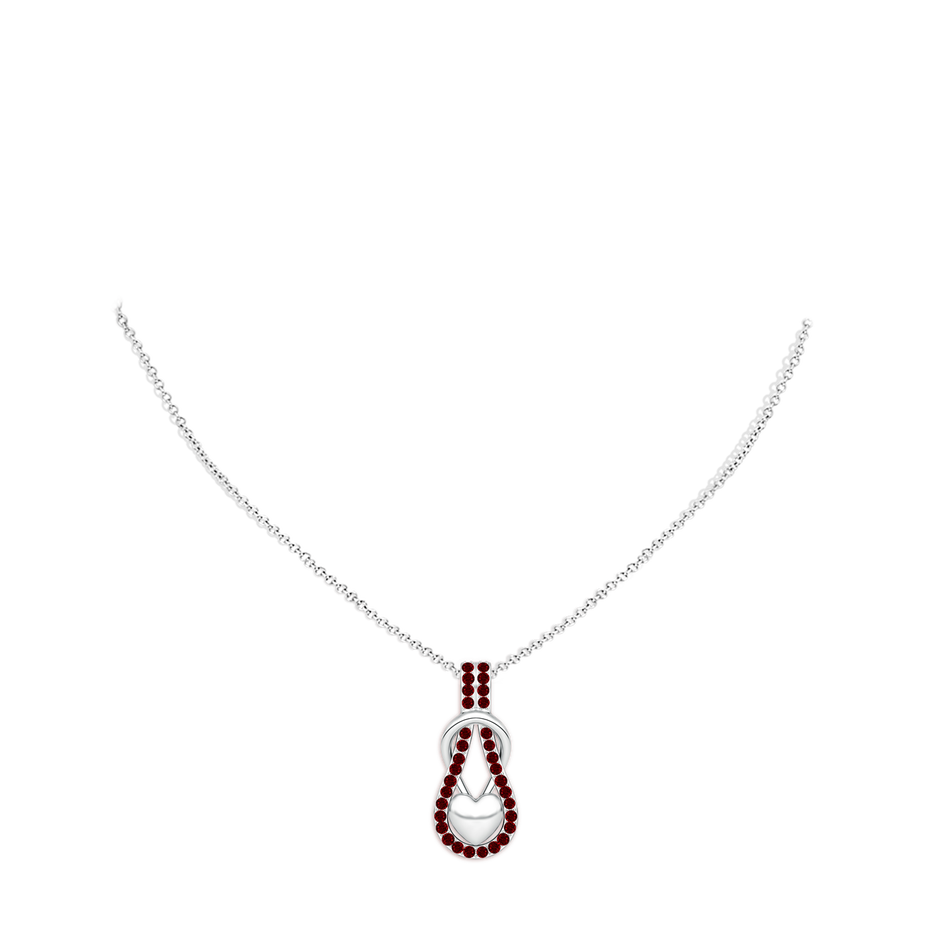 1.3mm AAAA Ruby Infinity Knot Pendant with Puffed Heart in P950 Platinum pen