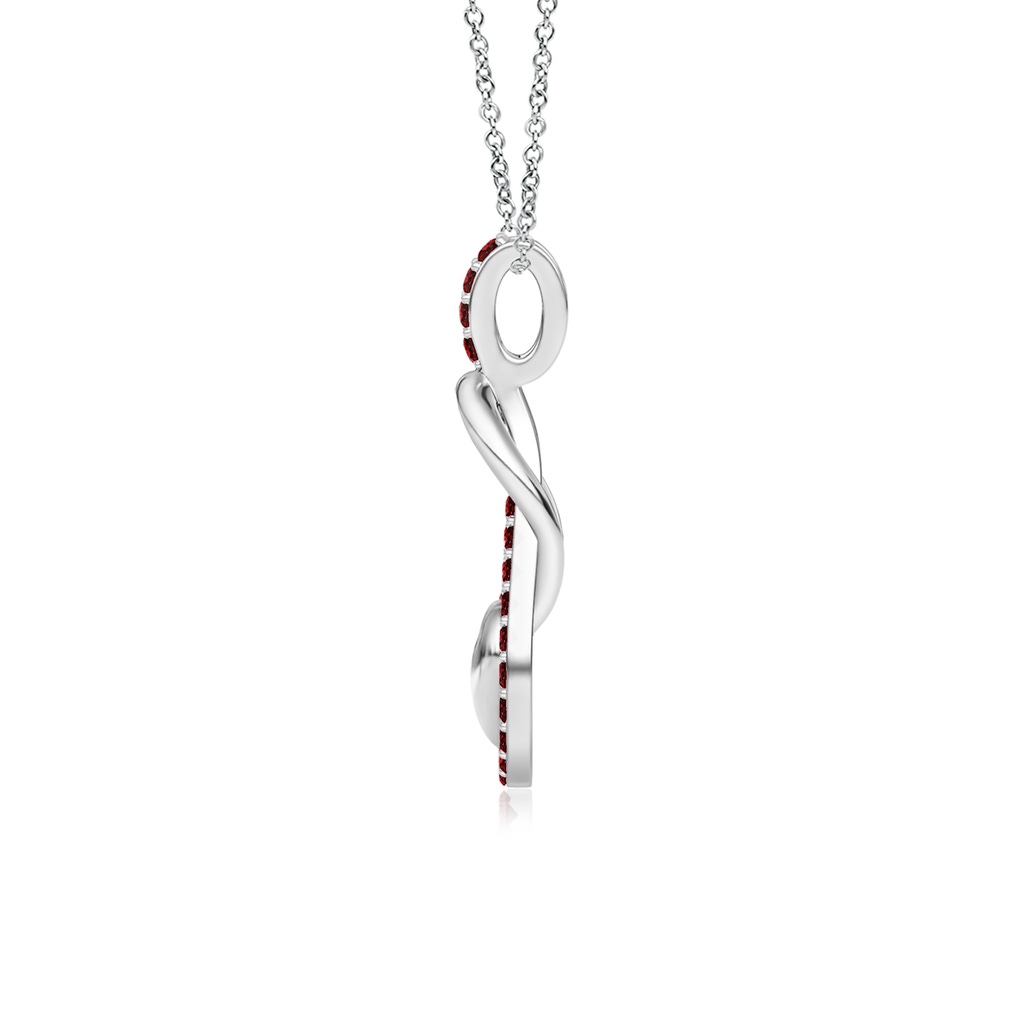 1.3mm AAAA Ruby Infinity Knot Pendant with Puffed Heart in White Gold Side 199