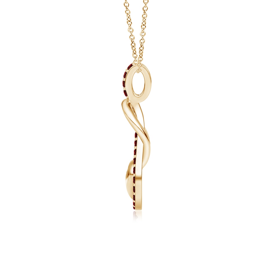 1.3mm AAAA Ruby Infinity Knot Pendant with Puffed Heart in Yellow Gold side 199
