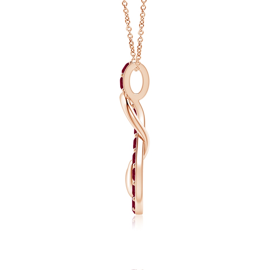 2.5mm A Ruby Infinity Knot Pendant with Puffed Heart in Rose Gold side 199