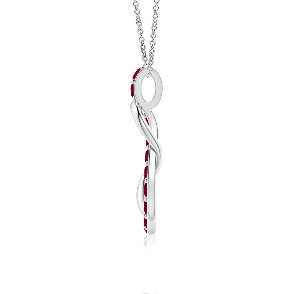 2.5mm A Ruby Infinity Knot Pendant with Puffed Heart in White Gold side 199