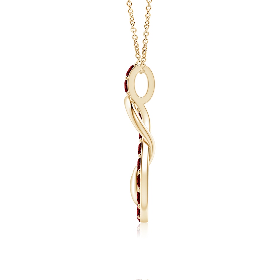 2.5mm AAAA Ruby Infinity Knot Pendant with Puffed Heart in Yellow Gold side 199