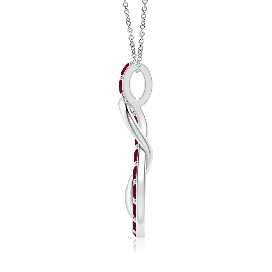 3.5mm A Ruby Infinity Knot Pendant with Puffed Heart in White Gold side 199