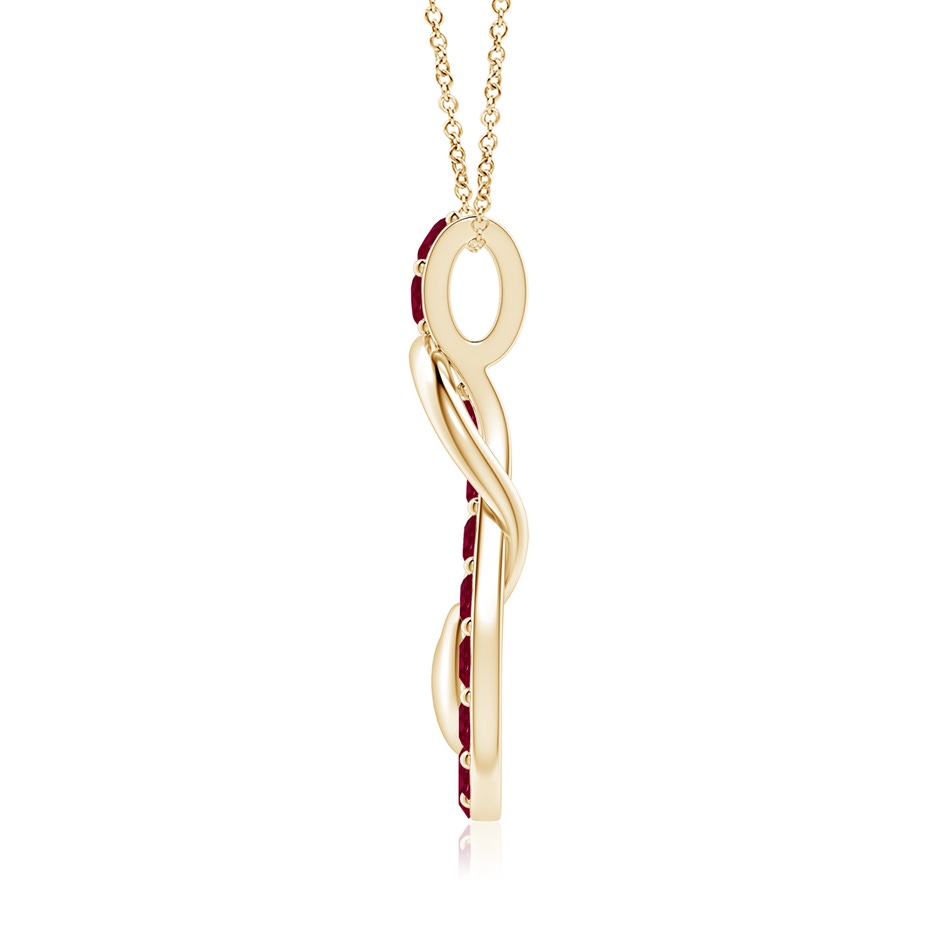 3.5mm A Ruby Infinity Knot Pendant with Puffed Heart in Yellow Gold side 199