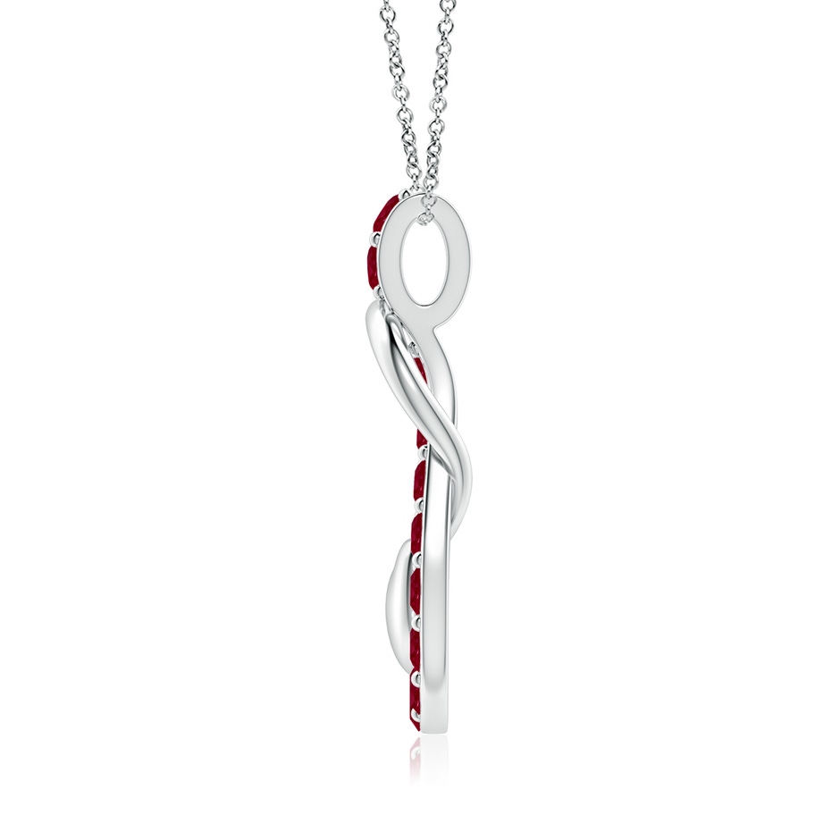 3.5mm AA Ruby Infinity Knot Pendant with Puffed Heart in 18K White Gold side 199