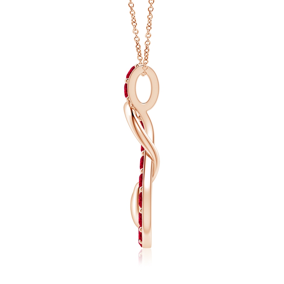 3.5mm AAA Ruby Infinity Knot Pendant with Puffed Heart in 18K Rose Gold side 199
