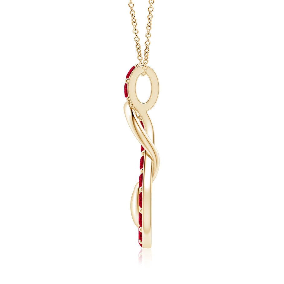 3.5mm AAA Ruby Infinity Knot Pendant with Puffed Heart in 18K Yellow Gold side 199