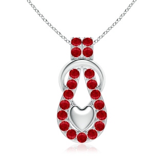 3.5mm AAA Ruby Infinity Knot Pendant with Puffed Heart in P950 Platinum