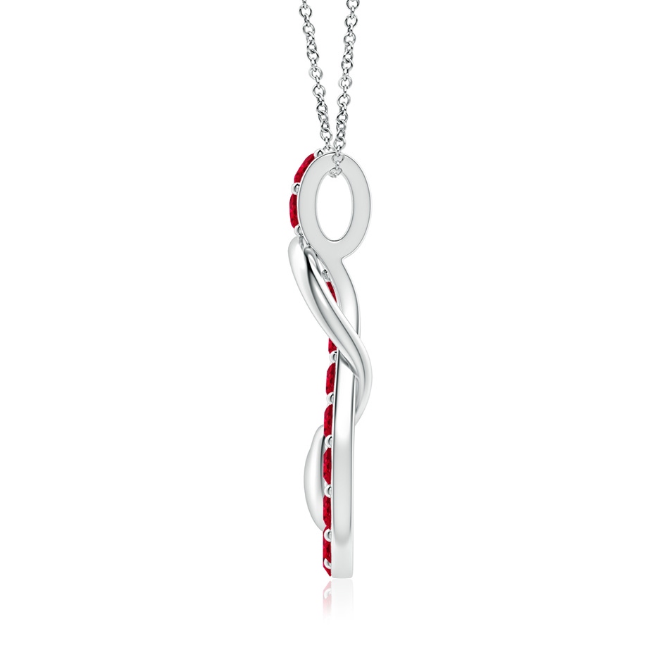 3.5mm AAA Ruby Infinity Knot Pendant with Puffed Heart in White Gold side 199
