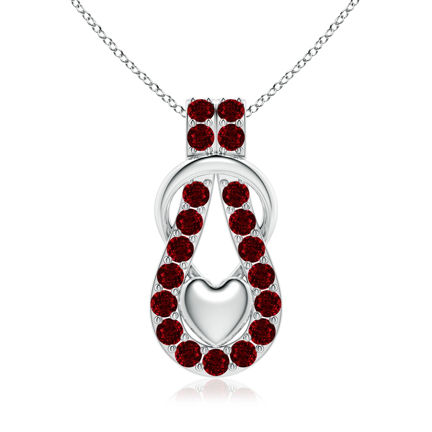 3.5mm AAAA Ruby Infinity Knot Pendant with Puffed Heart in P950 Platinum