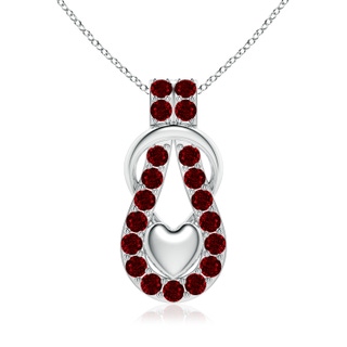 3.5mm AAAA Ruby Infinity Knot Pendant with Puffed Heart in P950 Platinum