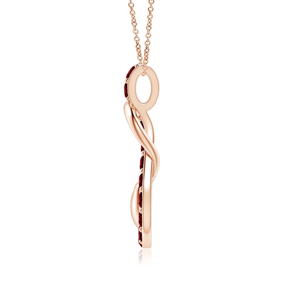 3.5mm AAAA Ruby Infinity Knot Pendant with Puffed Heart in Rose Gold side 199