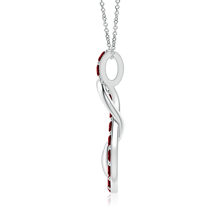 3.5mm AAAA Ruby Infinity Knot Pendant with Puffed Heart in White Gold side 199