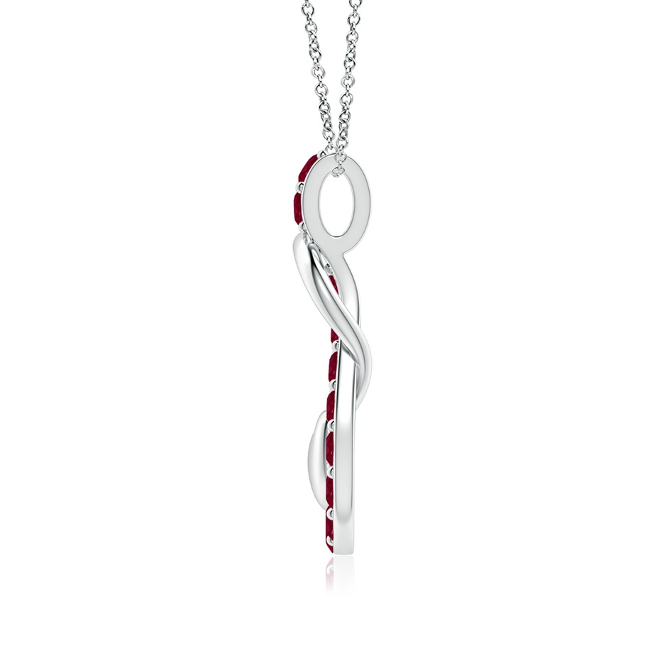3mm A Ruby Infinity Knot Pendant with Puffed Heart in White Gold side 199