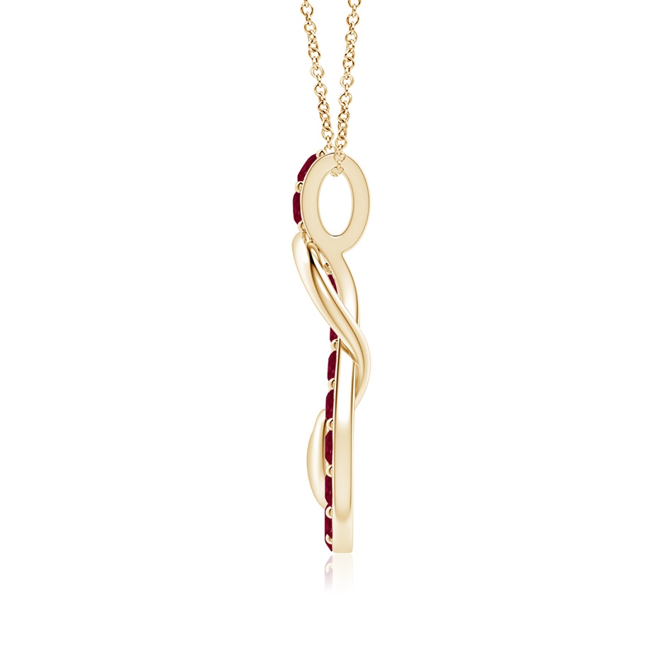3mm A Ruby Infinity Knot Pendant with Puffed Heart in Yellow Gold side 199