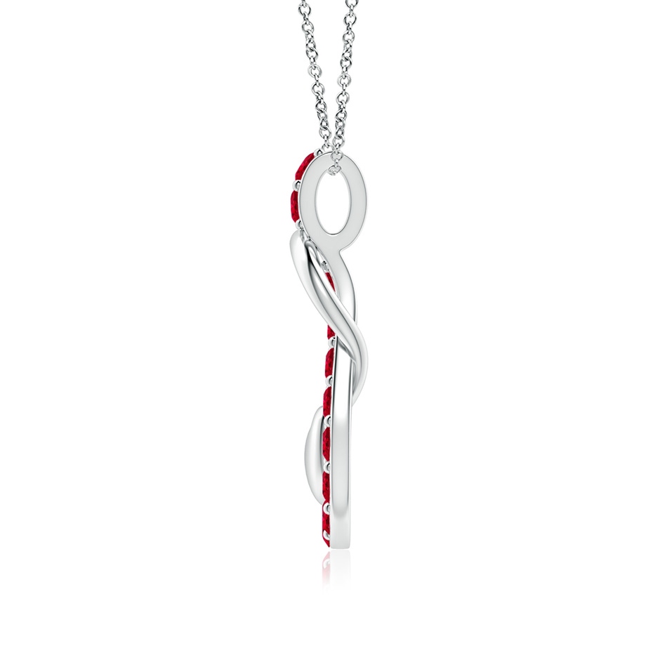 3mm AAA Ruby Infinity Knot Pendant with Puffed Heart in White Gold side 199