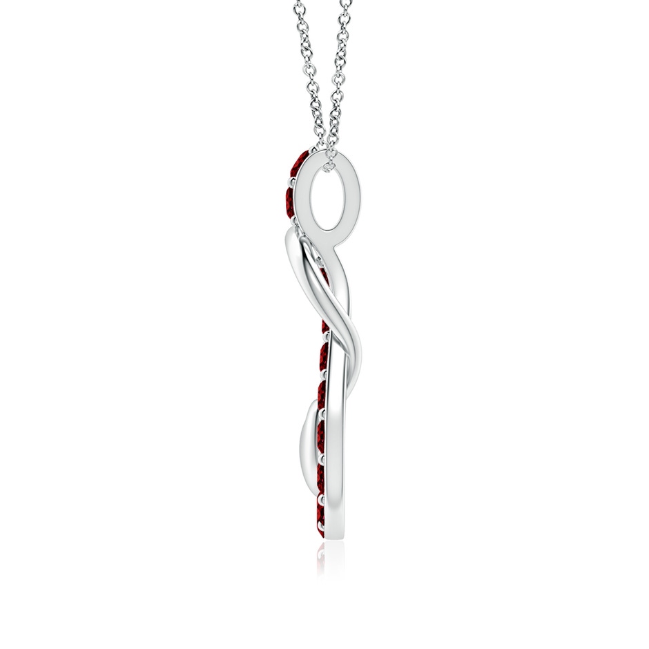 3mm AAAA Ruby Infinity Knot Pendant with Puffed Heart in P950 Platinum side 199