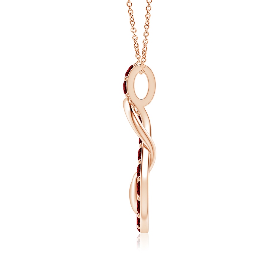 3mm AAAA Ruby Infinity Knot Pendant with Puffed Heart in Rose Gold side 199