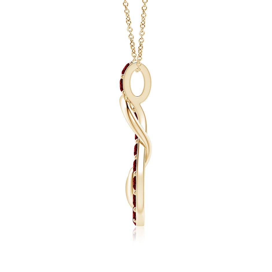 3mm AAAA Ruby Infinity Knot Pendant with Puffed Heart in Yellow Gold side 199
