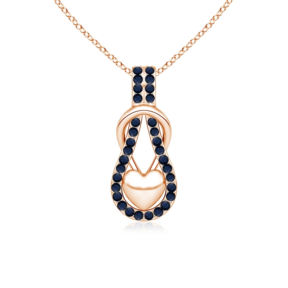 1.3mm A Sapphire Infinity Knot Pendant with Puffed Heart in Rose Gold 
