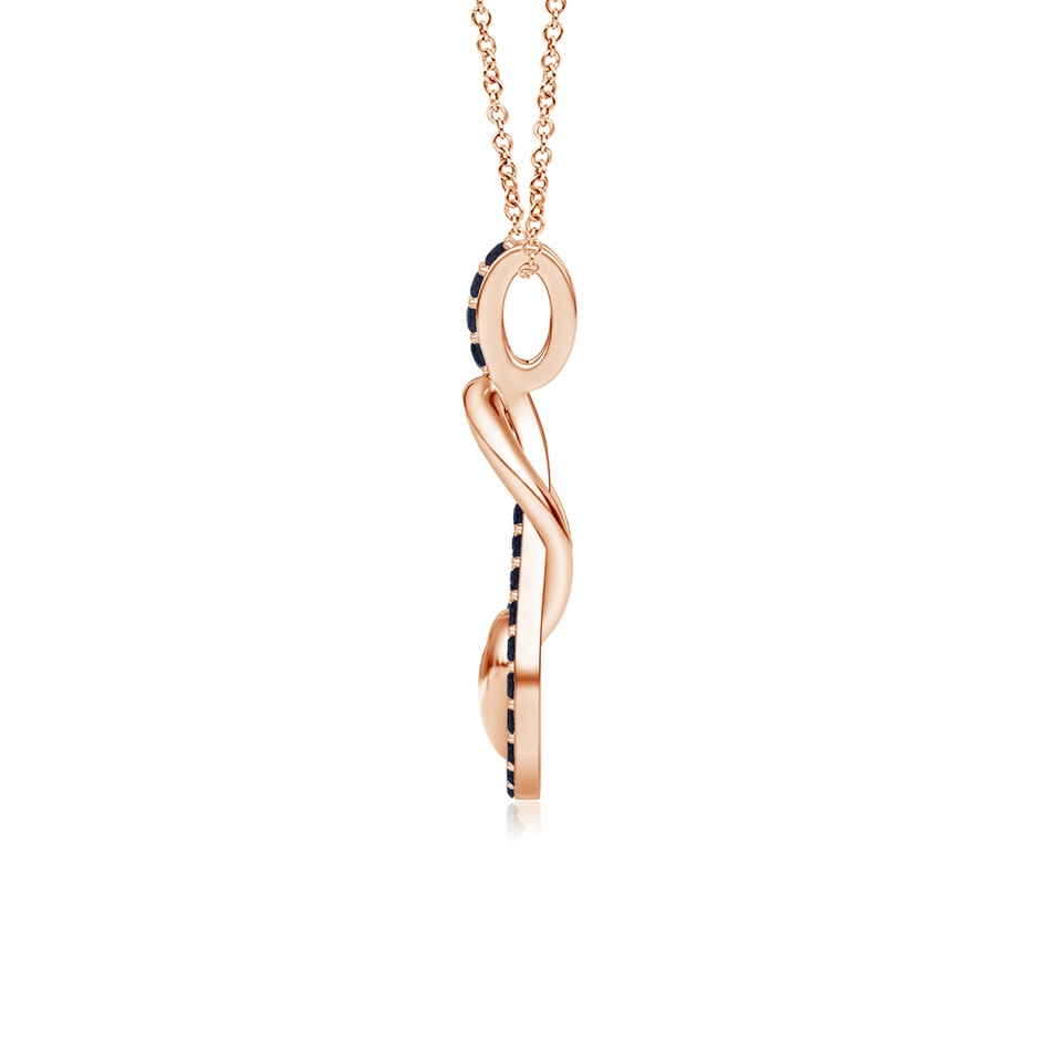 1.3mm A Sapphire Infinity Knot Pendant with Puffed Heart in Rose Gold side 199