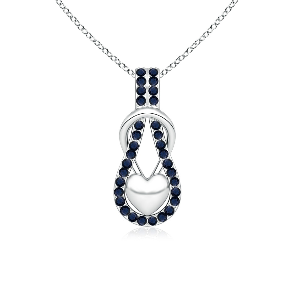 1.3mm A Sapphire Infinity Knot Pendant with Puffed Heart in White Gold 