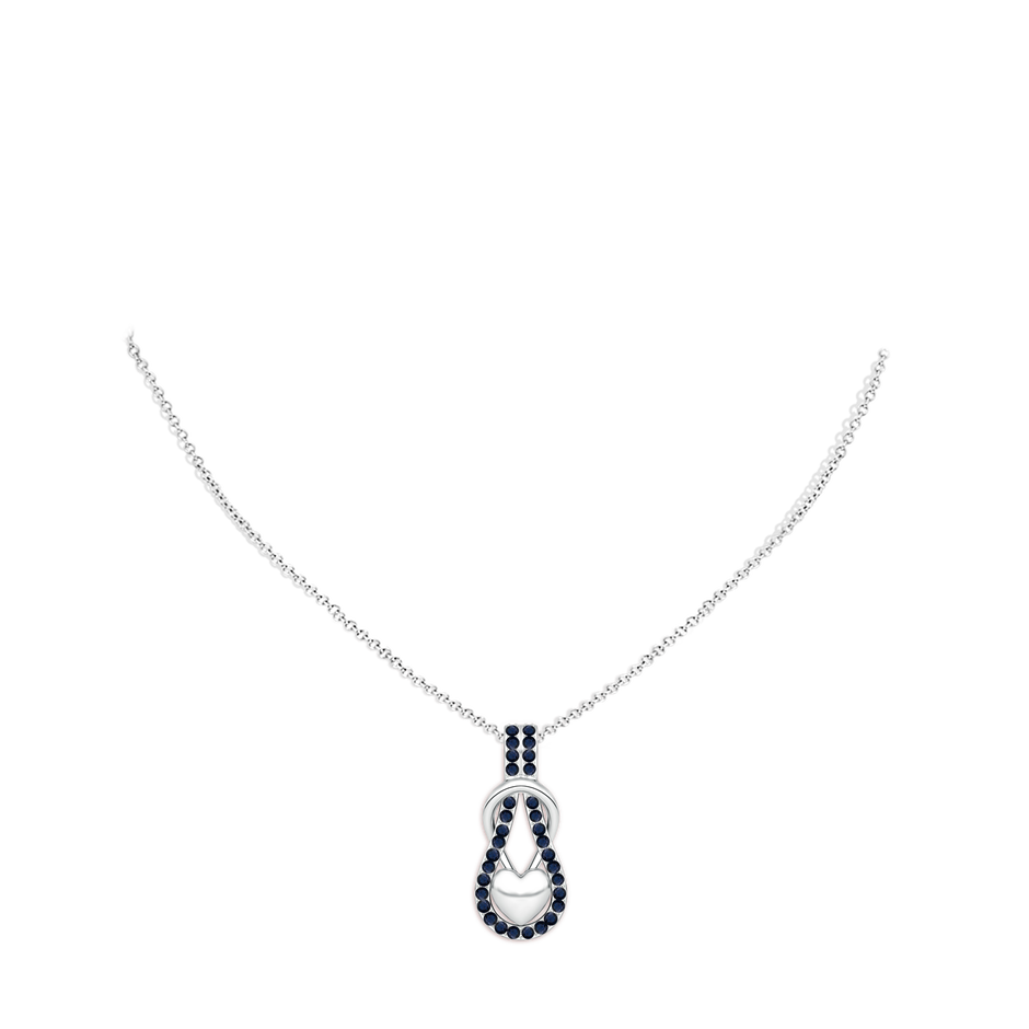 1.3mm A Sapphire Infinity Knot Pendant with Puffed Heart in White Gold pen