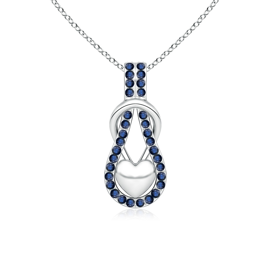 1.3mm AA Sapphire Infinity Knot Pendant with Puffed Heart in P950 Platinum 