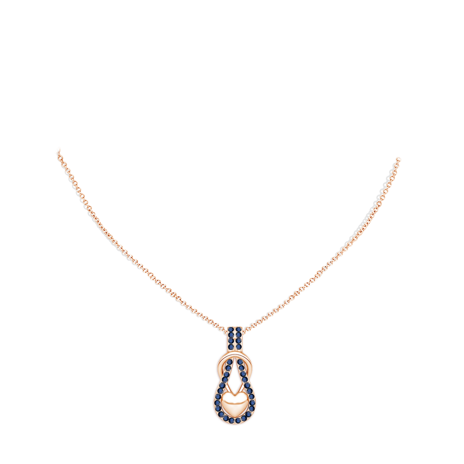 1.3mm AA Sapphire Infinity Knot Pendant with Puffed Heart in Rose Gold pen