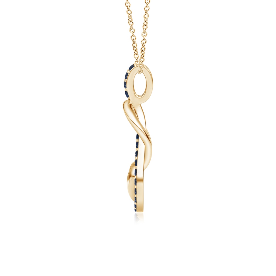 1.3mm AA Sapphire Infinity Knot Pendant with Puffed Heart in Yellow Gold side 199